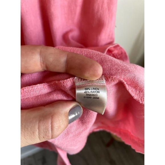 Christopher & Banks Linen Dress Button Down Pink size 4 - Picture 4 of 7